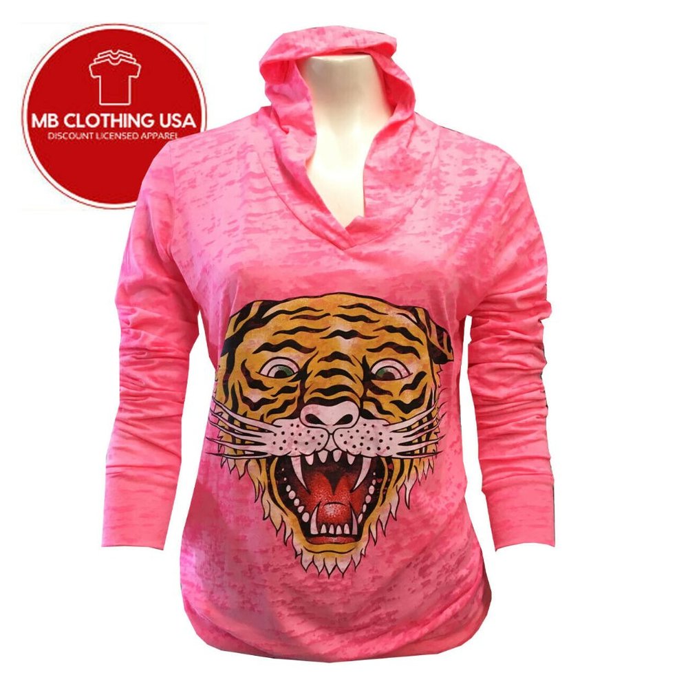 2 Bundle of Women's Lightweight Burnout Hoodie - Tiger - Next Level -